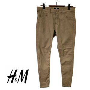 H&M Olive Green Skinny Jeans - Stretch - Size 10 - Khaki Tan Casual